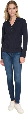 Nautica Women's V-Neck Cable Polo Long Sleeve in Saudi Arabia