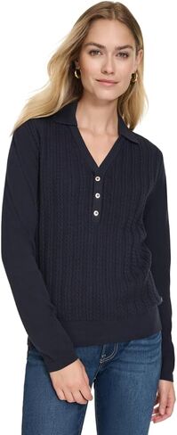 Nautica Women's V-Neck Cable Polo Long Sleeve in Saudi Arabia