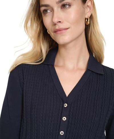 Nautica Women's V-Neck Cable Polo Long Sleeve in Saudi Arabia