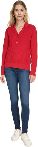 Nautica Women's V-Neck Cable Polo Long Sleeve in Saudi Arabia