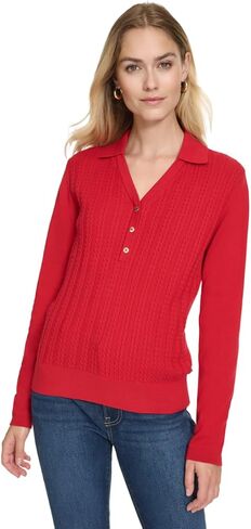 Nautica Women's V-Neck Cable Polo Long Sleeve in Saudi Arabia