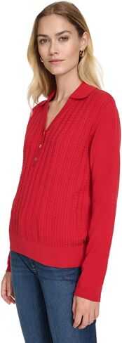 Nautica Women's V-Neck Cable Polo Long Sleeve in Saudi Arabia