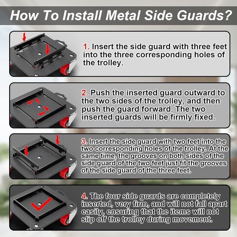 أثاث دوللي 5 عجلات شديدة التحمل مع واقيات جانبية قابلة للإزالة، سعة 3307 رطل، عجلات دوارة 360 درجة وفرامل جانبية، أداة رفع أثاث الأثاث مع عجلات للأجهزة والأرائك والأسرة والبيانو in Kuwait