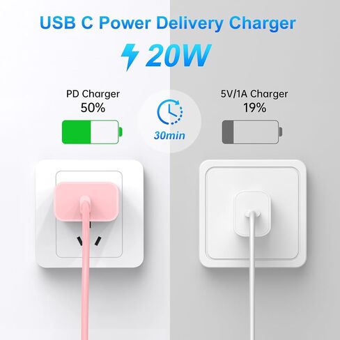 Dayoncy متوافق مع شاحن iPhone للشحن السريع، شاحن حائط USB C بقدرة 20 وات مع 3 عبوات بطول 10 أقدام USB C إلى كابل Lightning، كابل هاتف شحن سريع متوافق مع الهاتف 14/13/12/12 Pro Max/11/Xs Max/XR in Saudi Arabia