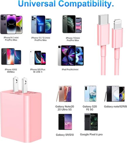 Dayoncy متوافق مع شاحن iPhone للشحن السريع، شاحن حائط USB C بقدرة 20 وات مع 3 عبوات بطول 10 أقدام USB C إلى كابل Lightning، كابل هاتف شحن سريع متوافق مع الهاتف 14/13/12/12 Pro Max/11/Xs Max/XR in Saudi Arabia