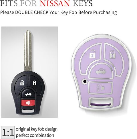 OFFCURVE for Nissan Key Fob Cover, Car Key Cover Case for Nissan Versa Juke Rogue Sentra Titan Armada Cube Frontier NV Infiniti FX35 FX45 Versa Smart Key Car Accessories Holder Protector, Black in Saudi Arabia