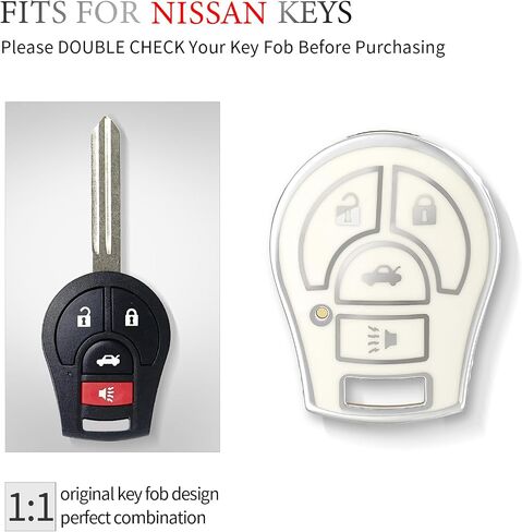 OFFCURVE for Nissan Key Fob Cover, Car Key Cover Case for Nissan Versa Juke Rogue Sentra Titan Armada Cube Frontier NV Infiniti FX35 FX45 Versa Smart Key Car Accessories Holder Protector, Black in Saudi Arabia