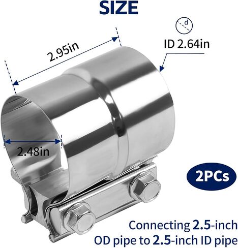 Exhaust Clamp, Stainless Steel Muffler Band Clamp, Lap Joint Band Clamp Stainless Steel for Pipes, Mufflers, Catalytic Converters (2, 2.5inch) in Saudi Arabia