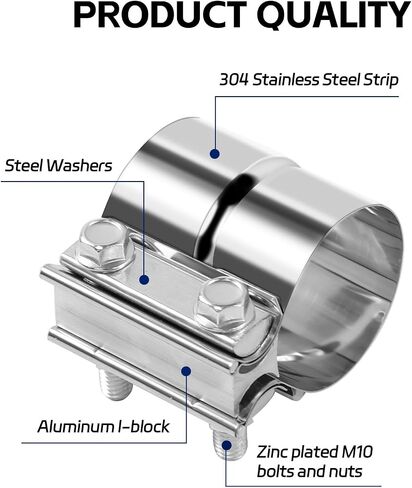 Exhaust Clamp, Stainless Steel Muffler Band Clamp, Lap Joint Band Clamp Stainless Steel for Pipes, Mufflers, Catalytic Converters (2, 2.5inch) in Saudi Arabia