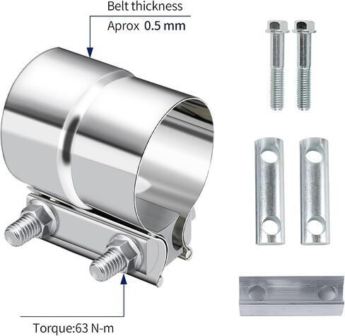 Exhaust Clamp, Stainless Steel Muffler Band Clamp, Lap Joint Band Clamp Stainless Steel for Pipes, Mufflers, Catalytic Converters (2, 2.5inch) in Saudi Arabia