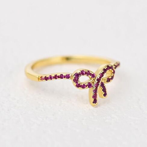 Harry and Henry Bow Knot Ring for Women Gold Bow Ring Dainty Stackable Rings Fashion Bow Jewelry Gift (Gold white, 6) in Kuwait