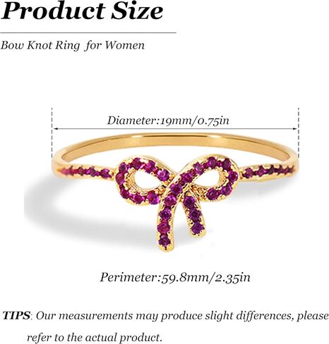 Harry and Henry Bow Knot Ring for Women Gold Bow Ring Dainty Stackable Rings Fashion Bow Jewelry Gift (Gold white, 6) in Kuwait