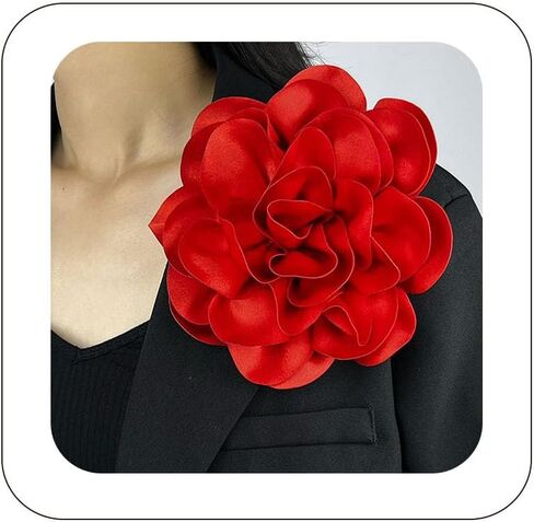 Large Flower Brooch for Women Dainty Rose Brooch Pins Handmade Satin Fabric Floral Brooch Pins Decorative Pins for Bride Wedding Party Dance Clothes Accessories Jewelry in Saudi Arabia
