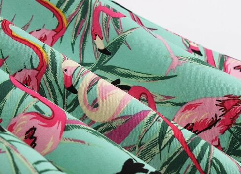Wellwits Women's Tropical Leaf Flamingo Hepburn 1950s Vintage Swing Dress in Kuwait