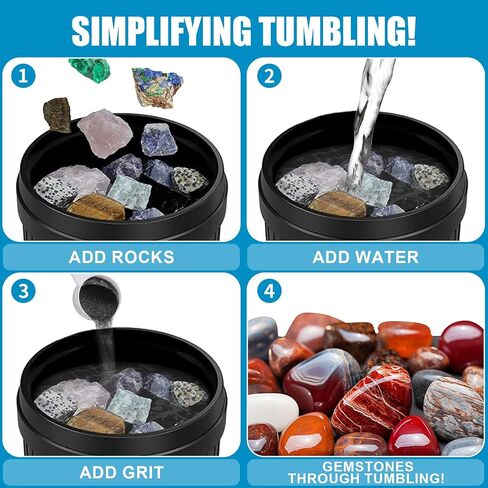 4-Step 3LB Rock Tumbler Grit and Polish Refill Kit, Premium Rock Tumbler Media, Effective Rock Tumbling Supplies for Producing Gorgeous Polished Stones, Suitable for All Rock Polishers and Tumblers in Kuwait