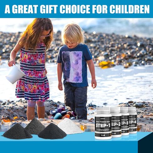 4-Step 3LB Rock Tumbler Grit and Polish Refill Kit, Premium Rock Tumbler Media, Effective Rock Tumbling Supplies for Producing Gorgeous Polished Stones, Suitable for All Rock Polishers and Tumblers in Kuwait