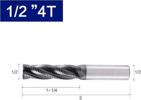 Carbide Square Rough End Mill - 4 Flute -5/8" 4T (1 Piece, 5/8") - for Milling Alloy Steels, Hardened Steel, Metal & More – Mill Bits Sets for DIYers & Professionals in Saudi Arabia