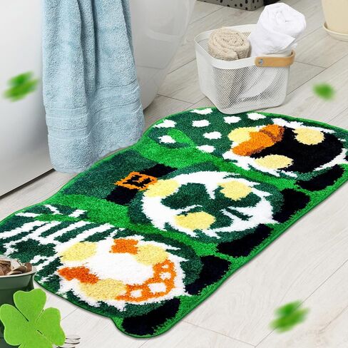 Hexagram St Patricks Day Bathroom Rug, Gnomes St Patricks Day Bath Mat, St Patricks Day Decor, St Patricks Day Rug for Bathroom Indoor, St Patrick's Soft Non Slip Washable Bath Rug 16x31.5 Inches in Kuwait