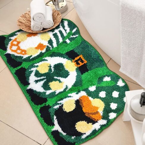 Hexagram St Patricks Day Bathroom Rug, Gnomes St Patricks Day Bath Mat, St Patricks Day Decor, St Patricks Day Rug for Bathroom Indoor, St Patrick's Soft Non Slip Washable Bath Rug 16x31.5 Inches in Kuwait