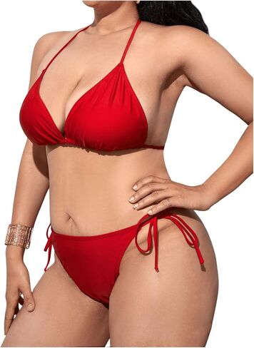 Milumia Women's Plus Size Sexy 2 Piece Swimsuit Halter String Triangle Bikini Set Bathing Suit in Saudi Arabia