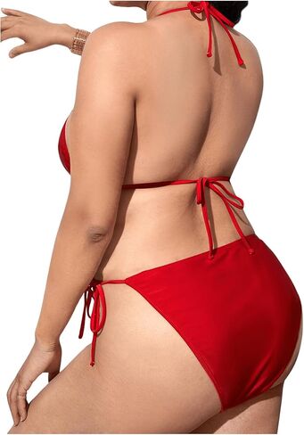Milumia Women's Plus Size Sexy 2 Piece Swimsuit Halter String Triangle Bikini Set Bathing Suit in Saudi Arabia