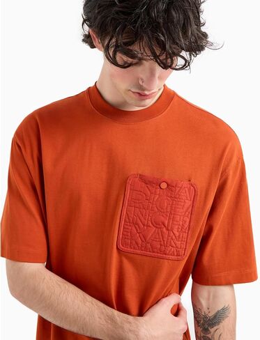 Armani Exchange Men's Embroidered Pocket Heavy Cotton Jersey Regular Fit Tee in Saudi Arabia