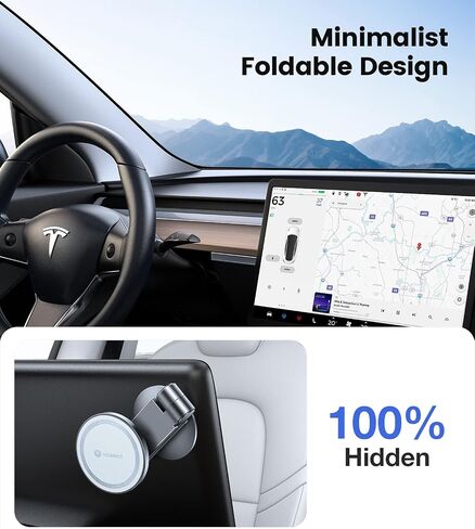 VICSEED Tesla Phone Mount - أقوى قوة مغناطيسية - حامل هاتف Tesla مخفي قابل للطي مناسب لجميع الهواتف، Tesla Model 3 Model Y لحامل السيارة MagSafe، ملحقات Tesla Model 3، ملحقات Tesla Model Y in Saudi Arabia