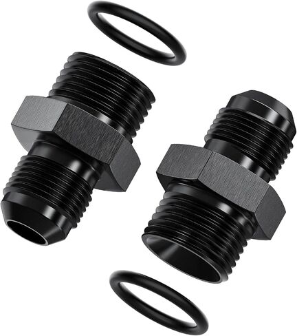 2Pcs 6AN Male to M10 x 1mm Male Swivel Flare Metric Fitting Adapter, Black Straight Hard Aluminum Hex Anodized Connector, Automotive Accessories Suitable for Vehicle Fuel Oil Line Modification in Saudi Arabia