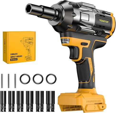 Cordless Impact Wrench for Milwaukee 18V Battery, 900Ft-lbs(1200N.m) Brushless Power Impact Driver, 1/2" High Torque Impact Gun with 4-Mode Speed, 6 Sockets, LED Work Light (Battery NOT included) in Saudi Arabia