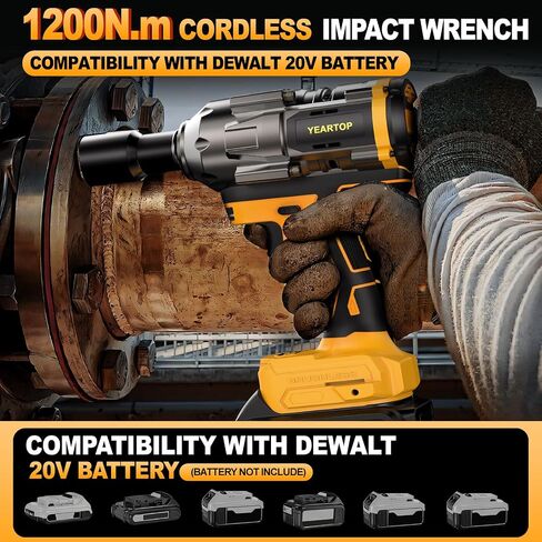 Cordless Impact Wrench for Milwaukee 18V Battery, 900Ft-lbs(1200N.m) Brushless Power Impact Driver, 1/2" High Torque Impact Gun with 4-Mode Speed, 6 Sockets, LED Work Light (Battery NOT included) in Saudi Arabia