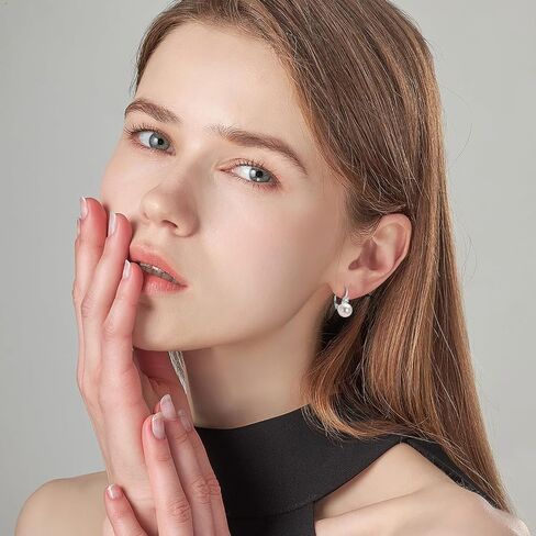 أقراط اللؤلؤ للنساء، أقراط متدلية من الفضة الإسترلينية للمياه العذبة واللؤلؤ الأبيض المستزرع في المياه العذبة هدايا مجوهرات الزفاف للعروس in Kuwait