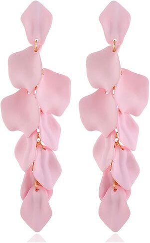 GVUSMIL Acrylic Rose Petal Drop Dangle Earrings Bohemian Resin Square/Oval/Hoop/Flower/Heart Statement Earrings for Women Gifts in Kuwait