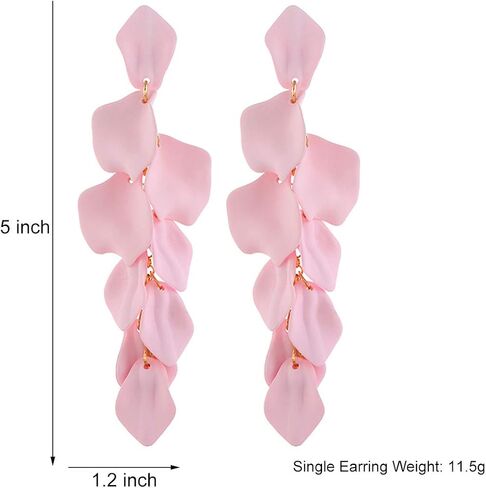 GVUSMIL Acrylic Rose Petal Drop Dangle Earrings Bohemian Resin Square/Oval/Hoop/Flower/Heart Statement Earrings for Women Gifts in Kuwait