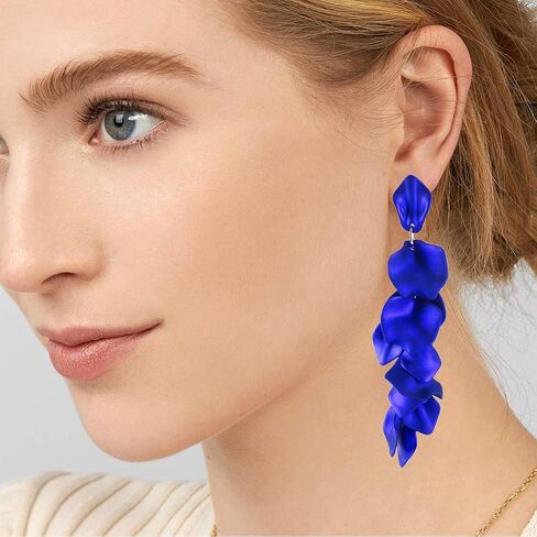 GVUSMIL Acrylic Rose Petal Drop Dangle Earrings Bohemian Resin Square/Oval/Hoop/Flower/Heart Statement Earrings for Women Gifts in Kuwait