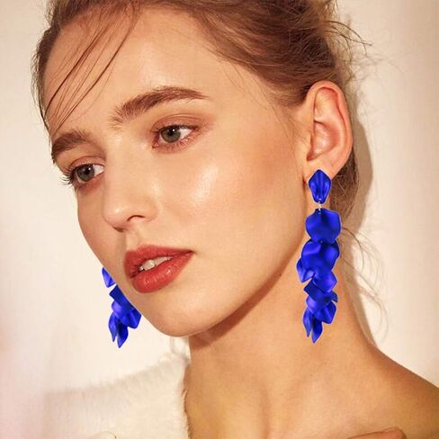 GVUSMIL Acrylic Rose Petal Drop Dangle Earrings Bohemian Resin Square/Oval/Hoop/Flower/Heart Statement Earrings for Women Gifts in Kuwait