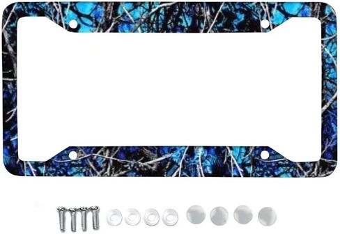 KEIAHUAN Novelty License Plate Frame for US Standard Car,Blue Camo License Plate Cover,Easy Install Plate Holder Tag Stylish Vehicles Decoration with Screws Caps in Kuwait