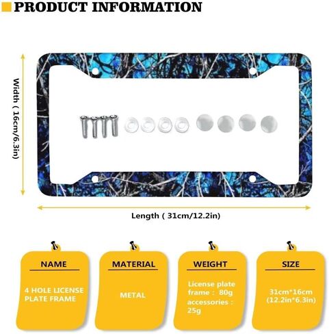 KEIAHUAN Novelty License Plate Frame for US Standard Car,Blue Camo License Plate Cover,Easy Install Plate Holder Tag Stylish Vehicles Decoration with Screws Caps in Kuwait