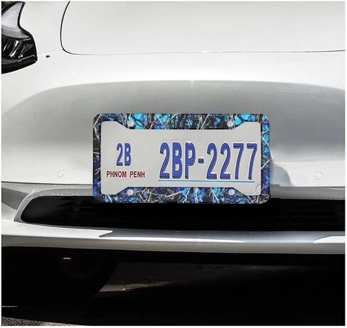 KEIAHUAN Novelty License Plate Frame for US Standard Car,Blue Camo License Plate Cover,Easy Install Plate Holder Tag Stylish Vehicles Decoration with Screws Caps in Kuwait