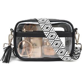 LOXOMU Clear Crossbody Bag Stadium Approved, Small Clear Stadium Bag Purse for Women, Clear Bag for Stadium Events, Concerts