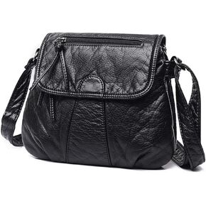 Small Crossbody Bags for Women, Black Crossbody Purses, Lightweight Crossbody Handbags, PU Soft Leather Cross-Body Purses