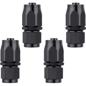 YSIL 4AN Hose End Fitting Female Fit for Braided Fuel Line Swivel Straight Aluminum Black 4PCS