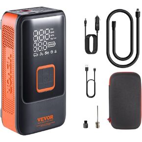 VEVOR Tire Inflator Portable Air Compressor, 30s Fast Inflation Dual-Cylinder Air Pump, Cordless Air Compressor with 12000 mAh Battery Capacity, LCD Screen for MPV, SUV, Cars, Motorcycles