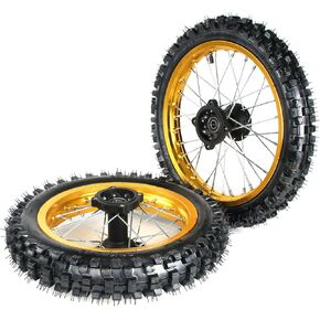 عجلة أمامية 60/100-14، عجلة خلفية 80/100-12 محامل محور 15 مم لـ taotao SSR Apollo Kayo 125 140 150cc Pit Bikes Dirt Bike (ذهبي)