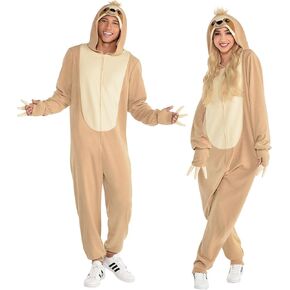 Sloth Zipster Brown Hooded Jumpsuit for Adults (1 Count) Idea, Ultimate Cozy Comfort & Style Warm & Soft Loungewear