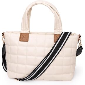 MEEJUNE Puffer Tote Bag for Women Large Quilted Shoulder Bag Crossbody Purse with Adjustable Strap