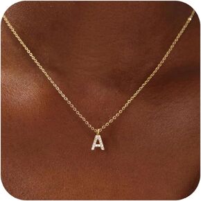 Gold Initial Necklaces for Women, Dainty 14K Gold Plated Letter Necklace Tiny A-Z Pendant Choker Necklace Trendy Cute Personalized Name Necklace Gold Jewelry Necklace for Women Gift