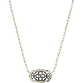 Kendra Scott Elisa Pendant Necklace for Women, Fashion Jewelry, 14k Gold-Plated, Gunmetal Filigree Mix