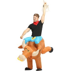FUNNY COSTUMES Inflatable Bull Riding Costume,Rodeo Rider Cosplay Costume,Bull Rider Blow Up Suit,Adult Size