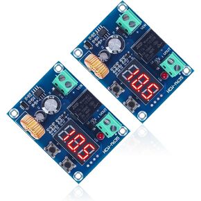 2 PCS Low Voltage Cutoff, DC 12V-36V Low Voltage Disconnect, 20A Over Discharge Protection, Low Voltage Protector Disconnect Switch Module for Lead Acid Li Battery, Solar Panel Lighting System Camper