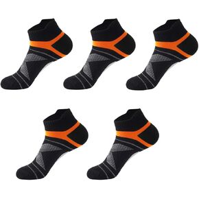 Men Ankle Athletic Socks Sweat Absorbent Breathable Arch Cushioning Running Basketball Socks 8-13 (5 Pairs)